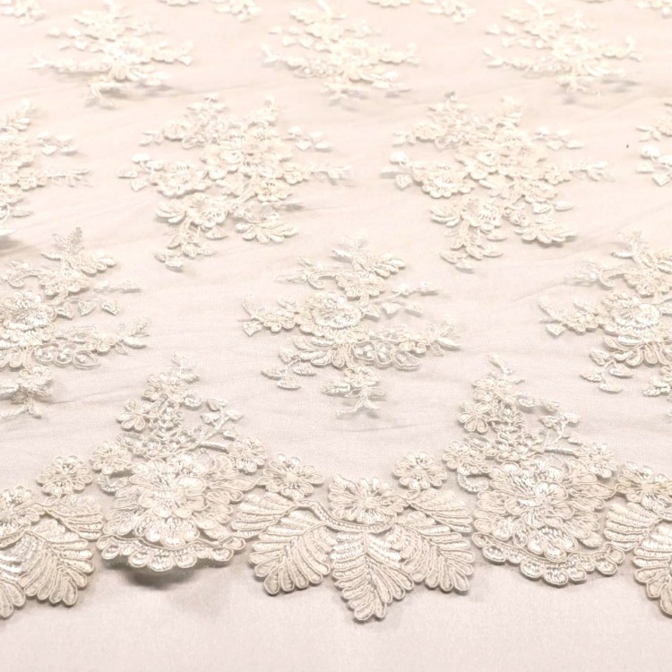 Tissu dentelle - Ricamito écru