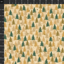 Tissu Noël - We love Christmas - sapin vert et doré
