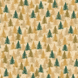 Tissu Noël - We love Christmas - sapin vert et doré