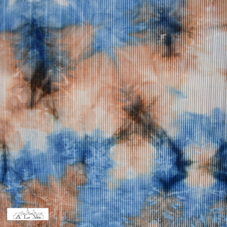 Tissu polyester Plissé - Bleu rouille