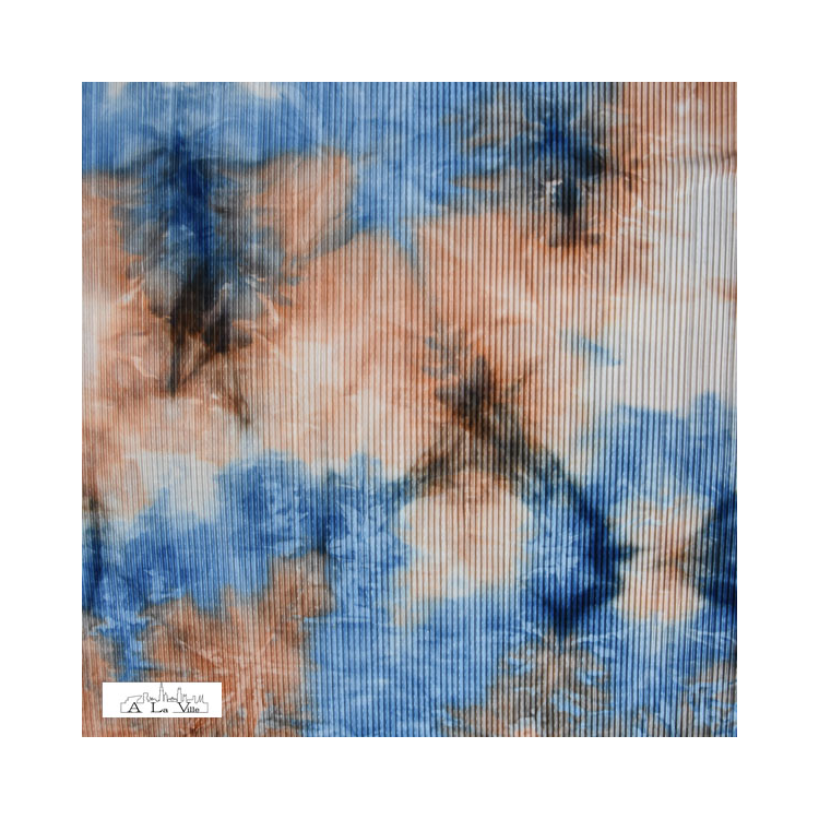 Tissu polyester Plissé - Bleu rouille