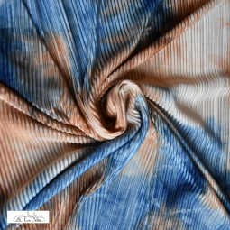 Tissu polyester Plissé - Bleu rouille