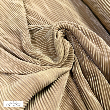 Tissu polyester Plissé - beige