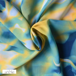 Tissu mousseline - Abstract bleu jaune