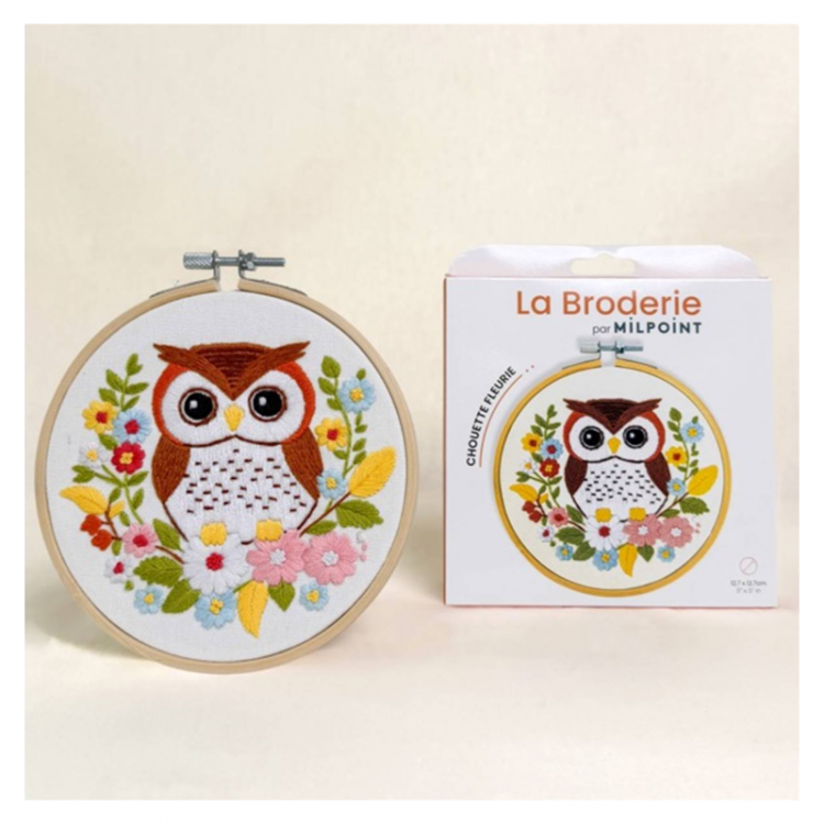 Kit de broderie - Chouette fleurie