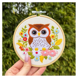 Kit de broderie - Chouette fleurie