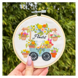Kit de broderie - La brouette fleurie