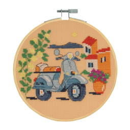 Kit de broderie - La Vespa bleue