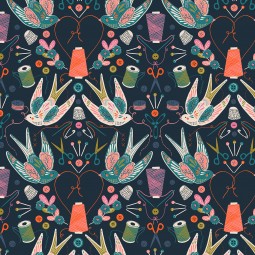 Tissu Thread and Ink - Country sewing club - Hirondelles
