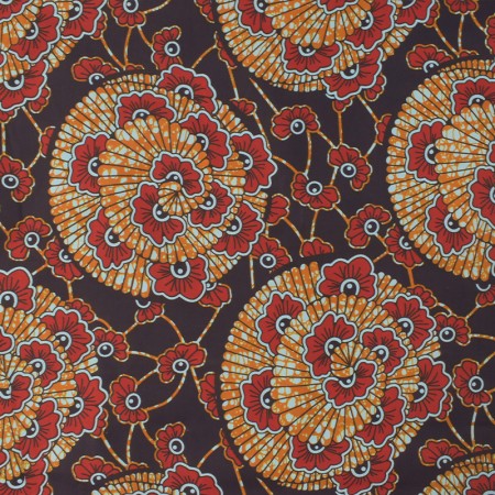 Tissu wax - Noir et rouge
