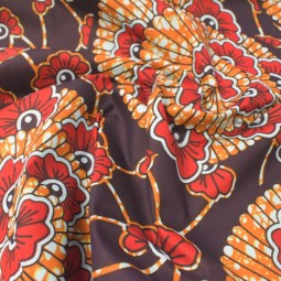 Tissu wax - Noir et rouge