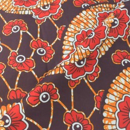 Tissu wax - Noir et rouge