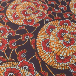 Tissu wax - Noir et rouge
