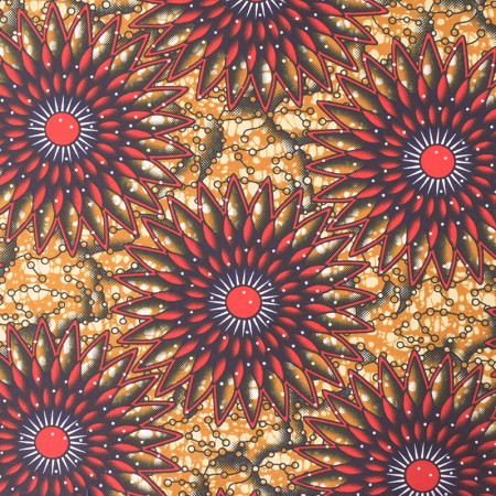 Tissu wax - Jaune et rouge