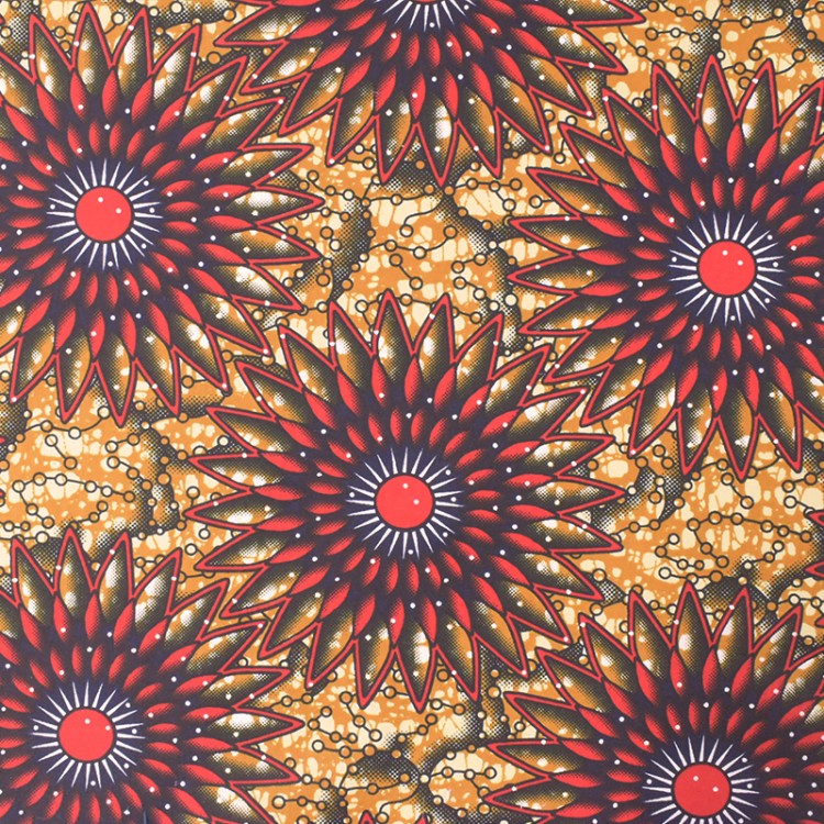 Tissu wax - Jaune et rouge