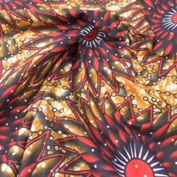 Tissu wax - Jaune et rouge