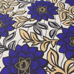 Tissu wax - Blanc bleu