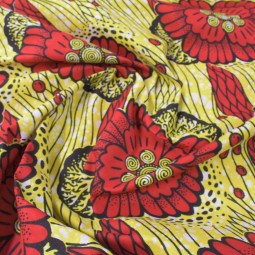 Tissu wax - Paille rouge