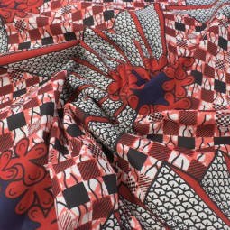 Tissu wax - Rouge bleu