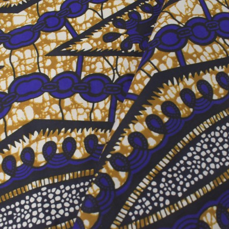 Tissu wax - Beige bleu