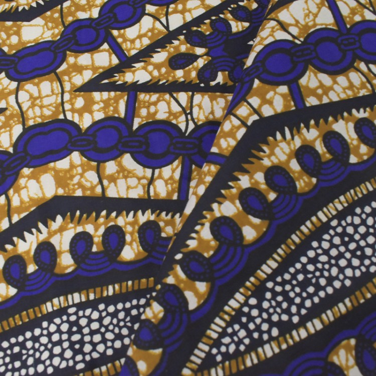 Tissu wax - Beige bleu