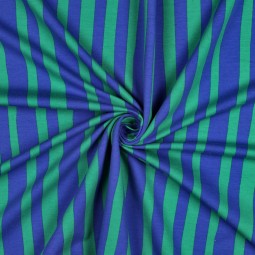 Tissu jersey sweat French Terry - Rayures bleu vert