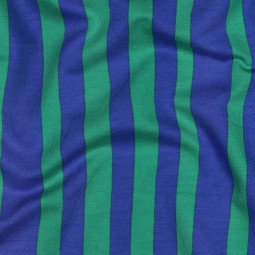 Tissu jersey sweat French Terry - Rayures bleu vert