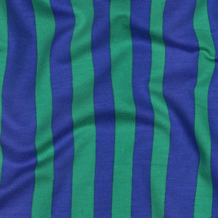 Tissu jersey sweat French Terry - Rayures bleu vert