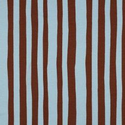 Tissu jersey sweat French Terry - Rayures bleu marron