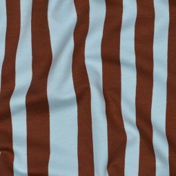 Tissu jersey sweat French Terry - Rayures bleu marron