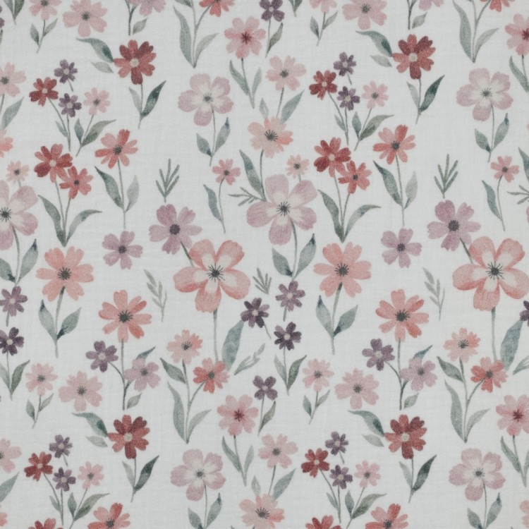 Tissu double gaze - digital flowers