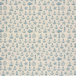 Tissu Popeline de coton - Ancres beige