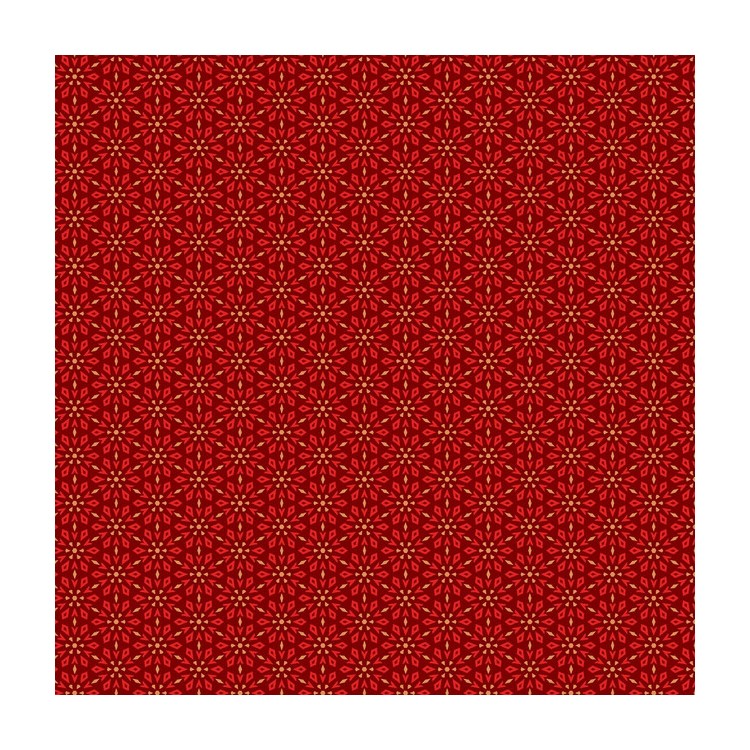 Tissu - Holly Jolly Calico - Fleurs fond rouge