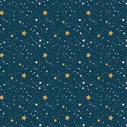 Tissu - Holly Jolly Calico - Étoiles fond marine