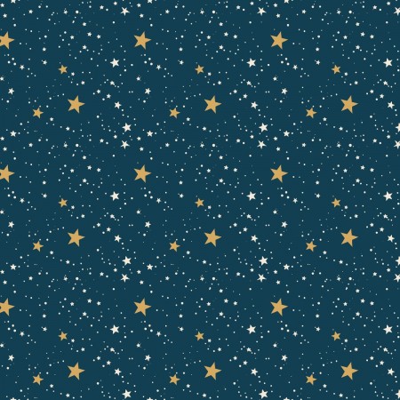 Tissu - Holly Jolly Calico - Étoiles fond marine