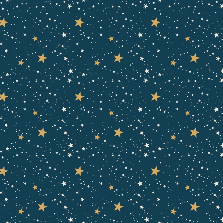 Tissu - Holly Jolly Calico - Étoiles fond marine