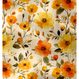 Tissu double gaze - Ezia orange/jaune