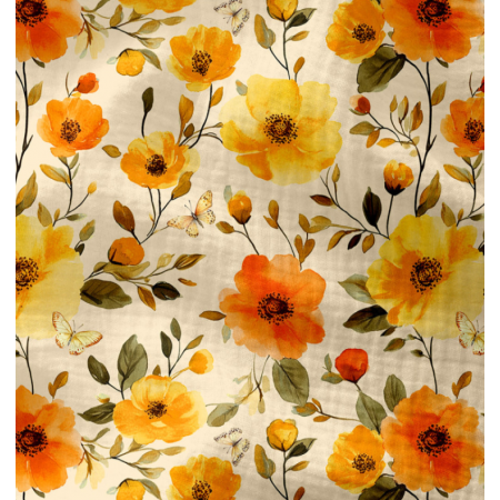 Tissu double gaze - Ezia orange/jaune