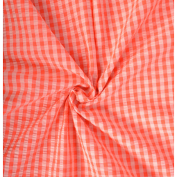 Tissu coton seersucker - Eli pêche/fraise