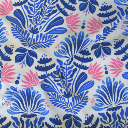 Tissu jersey Bio - ALB Stoffe - Southern ease Sunlit botanic bleu