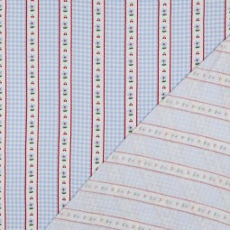 Tissu double gaze - Carreaux fleurs
