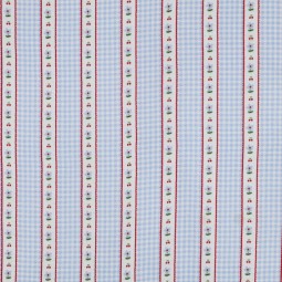 Tissu double gaze - Carreaux fleurs