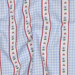 Tissu double gaze - Carreaux fleurs