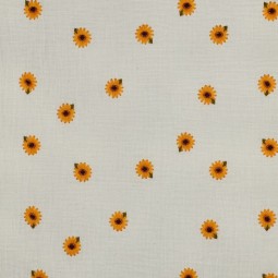 Tissu double gaze - broderie tournesols