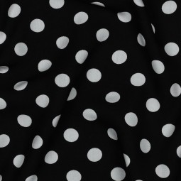 Tissu viscose - Dots blanc fond noir