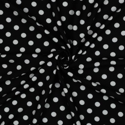Tissu viscose - Dots blanc fond noir