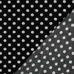 Tissu viscose - Dots blanc fond noir