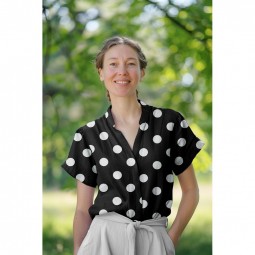 Tissu viscose - Dots blanc fond noir