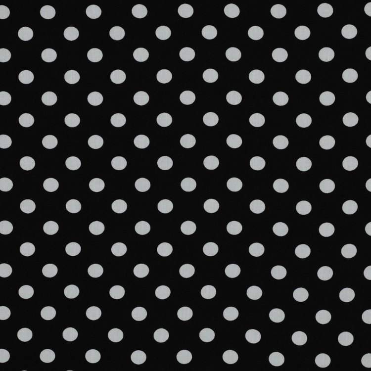 Tissu viscose - Dots blanc fond noir