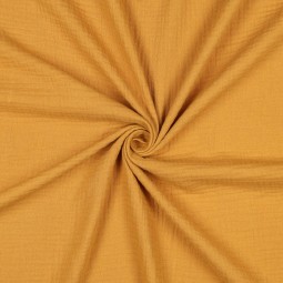 Tissu double gaze de coton bio - Ocre foncé